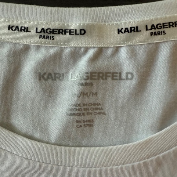 Karl Lagerfeld Women’s Short Sleeve Sunglasses Print White T- Shirt Size M - Picture 6 of 7